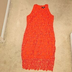Coral and pink lace dress